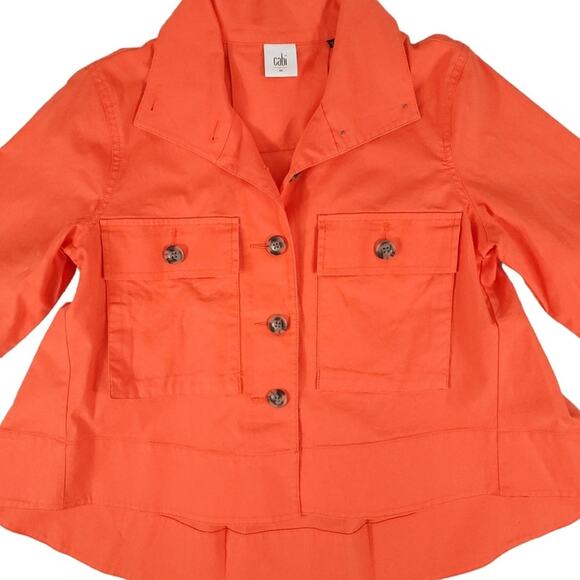 NWOT CAbi Resort Jacket Swing Style High Low Oversized in Tiger Lily Orange - Picture 13 of 14